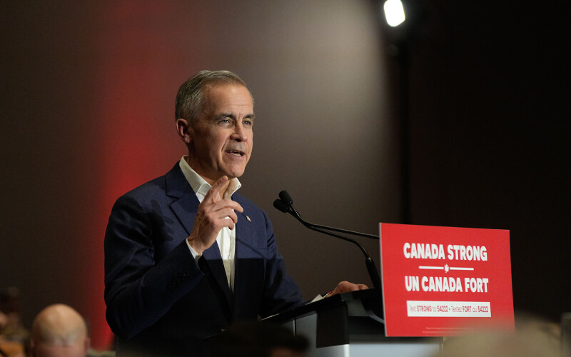 Canadian Prime Minister Mark Carney giving a speech