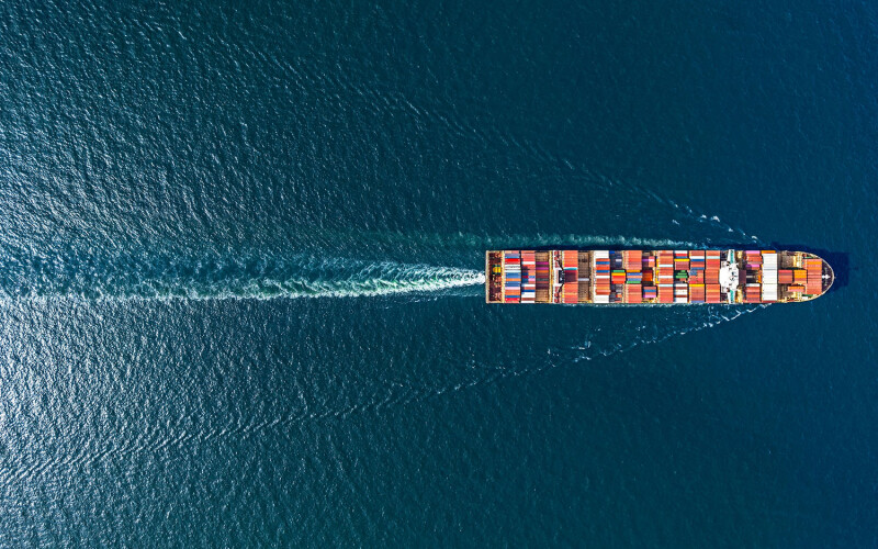 A carrier ship at sea