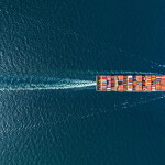 A carrier ship at sea