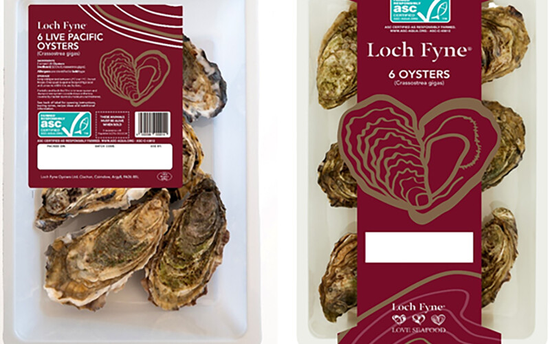 Loch Fyne oysters in packaging
