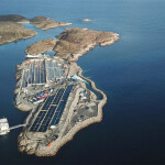 An aerial view of Gigante Salmon's land-based salmon farm