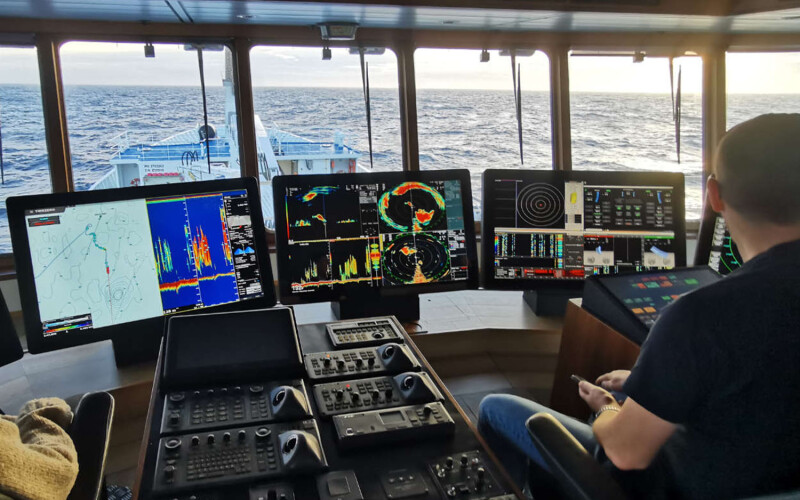A mackerel fishing vessel's bridge
