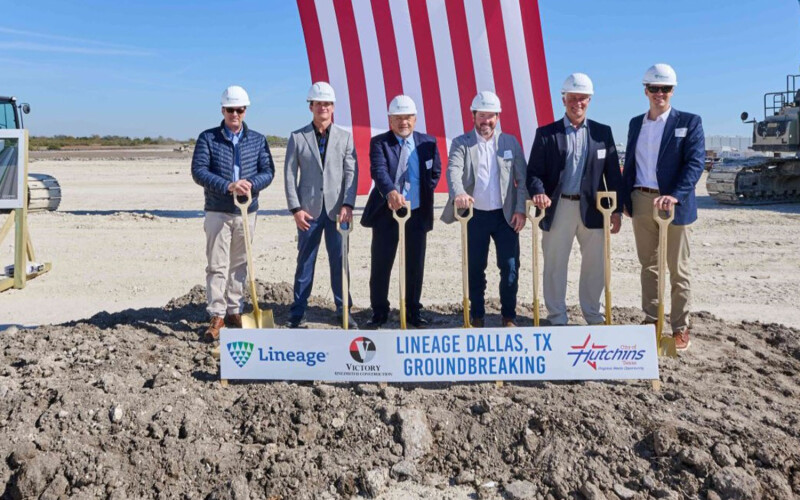 Officials with Lineage at the groundbreaking ceremony in Hutchins, Texas