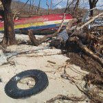 A damaged fishing boat after Hurricane Melissa blew through Jamaica
