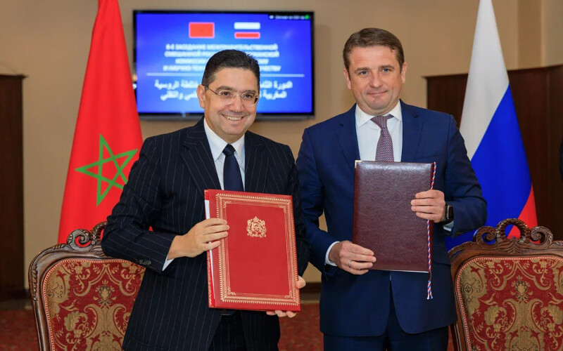 Moroccan Foreign Affairs Minister Nasser Bourita and Russia Federal Fisheries Agency Head Ilya Shestakov