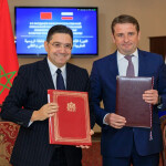 Moroccan Foreign Affairs Minister Nasser Bourita and Russia Federal Fisheries Agency Head Ilya Shestakov