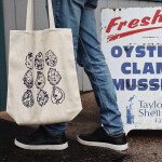 The exterior of a seafood market offering Taylor Shellfish oysters, clams, and mussels