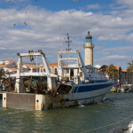 A French trawling vessel returning to port in the Mediterranean Sea