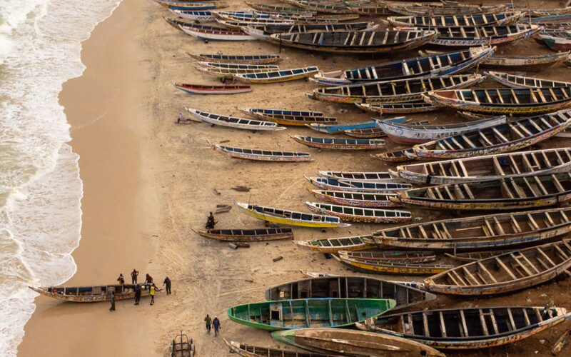 Docked boats in Nouakchott, Mauritania