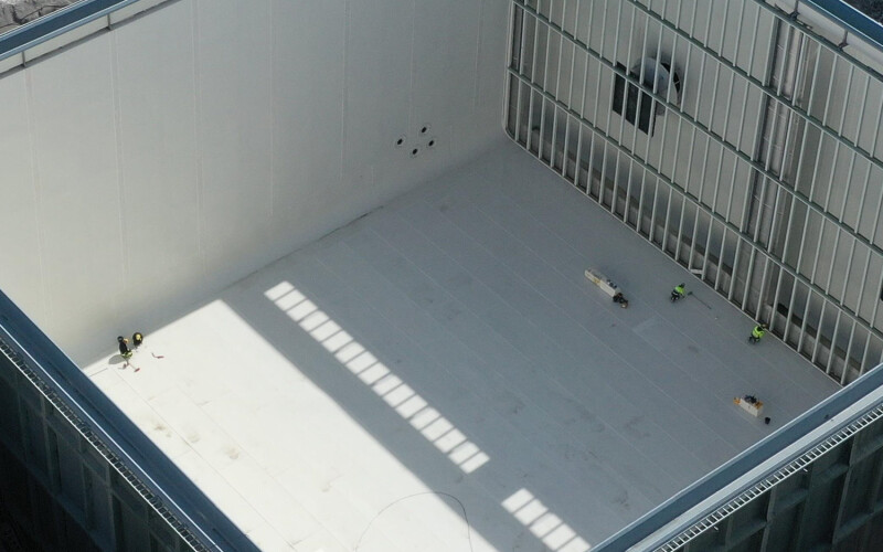 A salmon pool at Andfjord Salmon's Kvalnes facility.