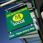 A Morrisons sign outside a store in Manchester, U.K.