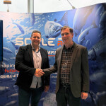 ScaleAQ Senior Sales Manager Trond Karlsen and Laxey CTO Hallgrímur Steinsson shaking hands