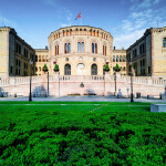 The Norwegian Parliament building in Oslo, Norway