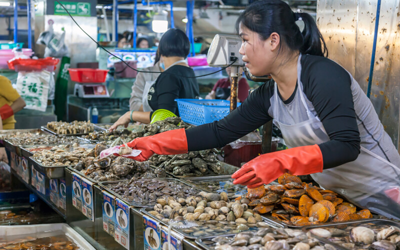A seafood market in Hainan, China