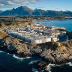 An aerial view of Salmon Evolution's land-based salmon farm in Norway