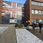 Protesters outside of Aldi UK headquarters on 9 January