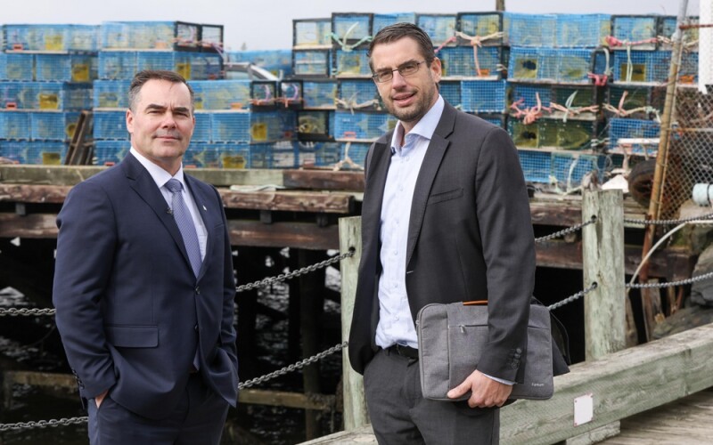 Nova Scotia Fisheries and Aquaculture Minister Kent Smith and Nova Scotia Seafood Alliance Executive Director Kris Vascotto