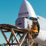 A Qatar cargo plane being loaded with freight