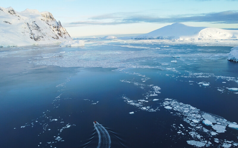 An aerial shot of the Southern Ocean