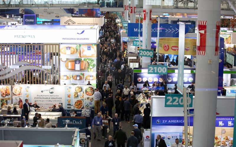 An aerial photo of Seafood Expo North America in Boston