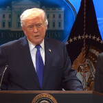 U.S. President Donald Trump at a press conference