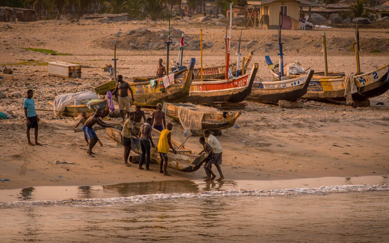 Ghana fishermen off of Accra