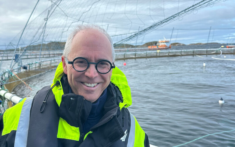 High Liner Foods President and CEO Paul Jewer at a net pen