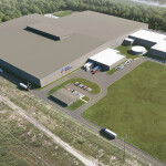 An aerial rendering of Great Northern Salmon's planned salmon facility