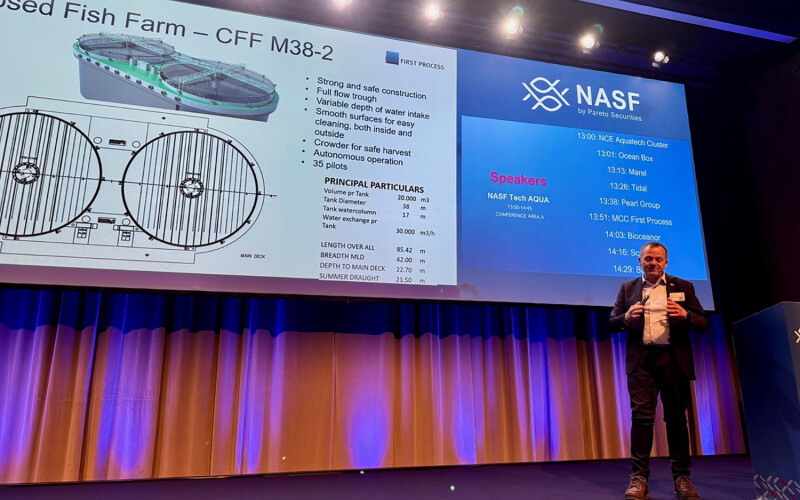 MMC First Process Sales Director Børre Waagan presenting at the 2026 North Atlantic Seafood Forum