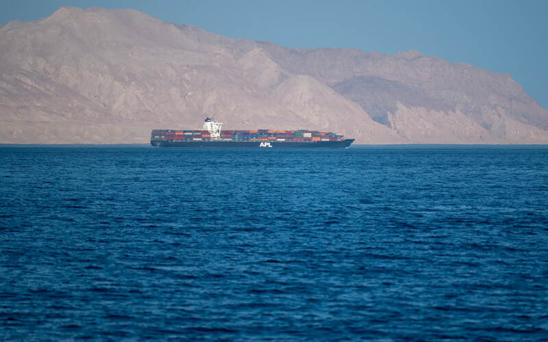 A container ship near the Strait of Hormuz