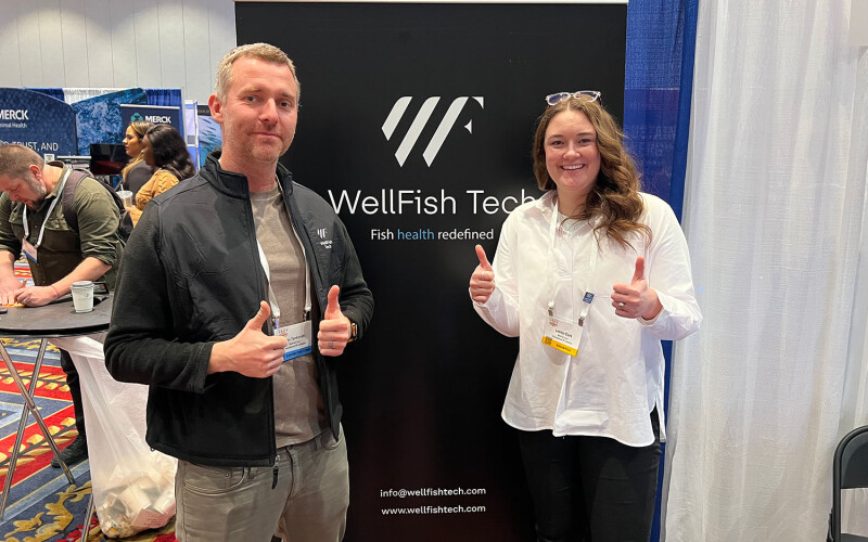 WellFish Tech Business Development and Nutrition Specialist Ivan Tankovski and Business Development Manager for North America Lesley Clark at the 2026 Aquaculture America Conference in Las Vegas, Nevada, U.S.A.