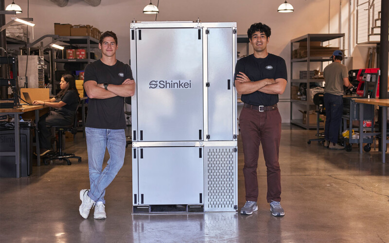 Reed Ginsberg and Saif Khawaja, co-founders of Shinkei Systems, with the company's "Poseidon" system