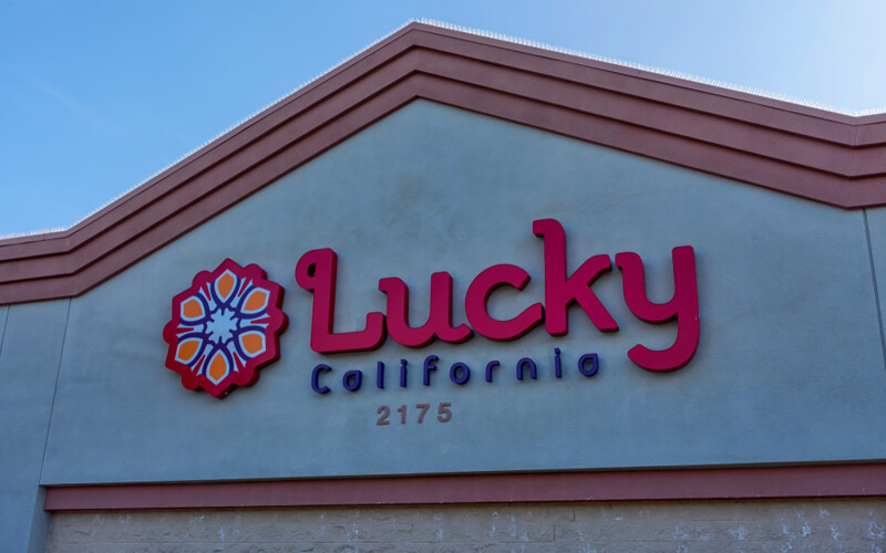 A Lucky grocery storefront in Los Altos, California, U.S.A.
