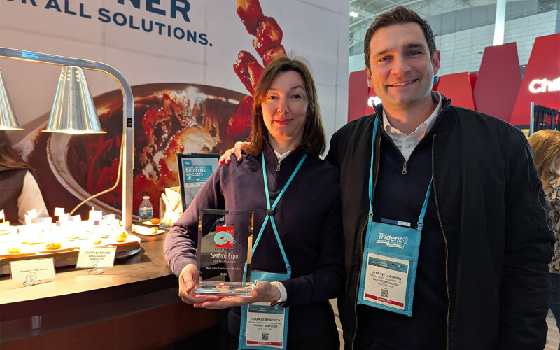 Trident Seafoods Director of Corporate Research and Development Olga Semenovich and Trident President Jeff Welbourn