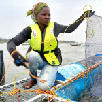 A fish farmer on Lake Victoria
