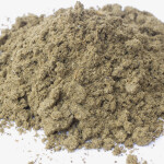 A pile of fishmeal on a white background