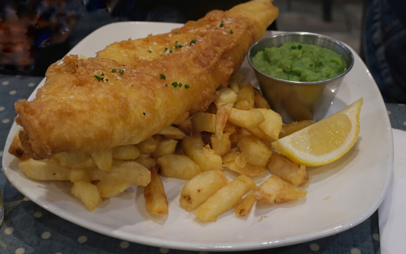 A fish and chips meal