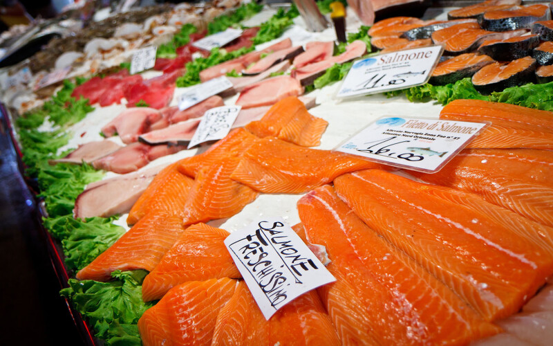 Salmon for sale in Venice