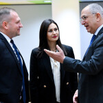 E.U. Commissioner for Fisheries and Oceans Costas Kadis talking with other officials
