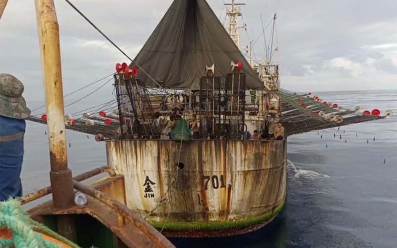A Chinese squid jigging vessel in the Southeast Pacific