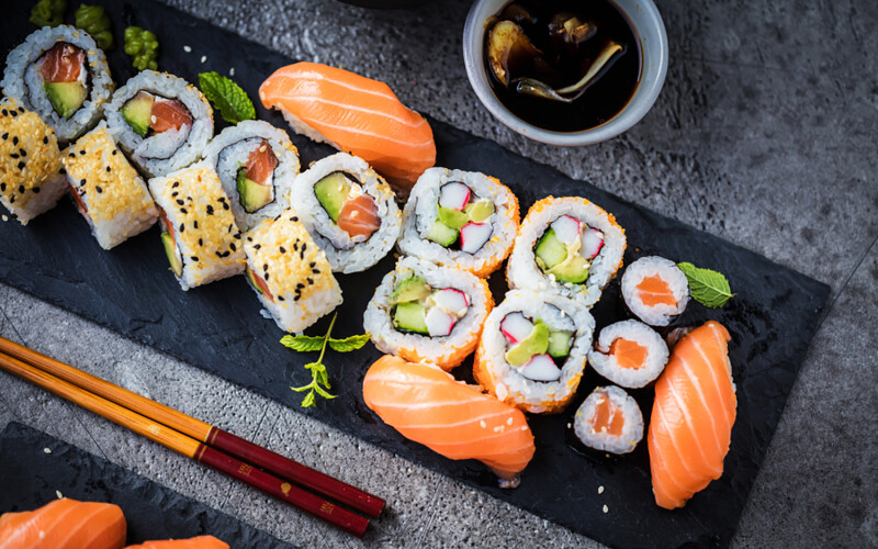 A plate of sushi