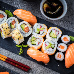 A plate of sushi
