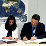 Seychelles officials signing a fishing agreement