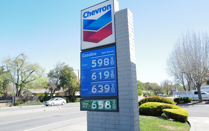 A gas pump in California