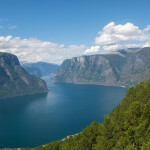 An aerial view of the Sognefjord in Norway, where Aller Aqua's salmon farm was located