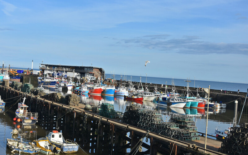 A fishing harbor in Yorkshire, U.K.