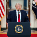 U.S. President Donald Trump at a podium