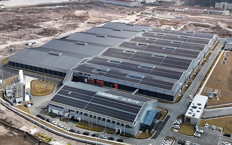 An aerial view of Nordic Aqua Partners land-based facility in Ningbo, China