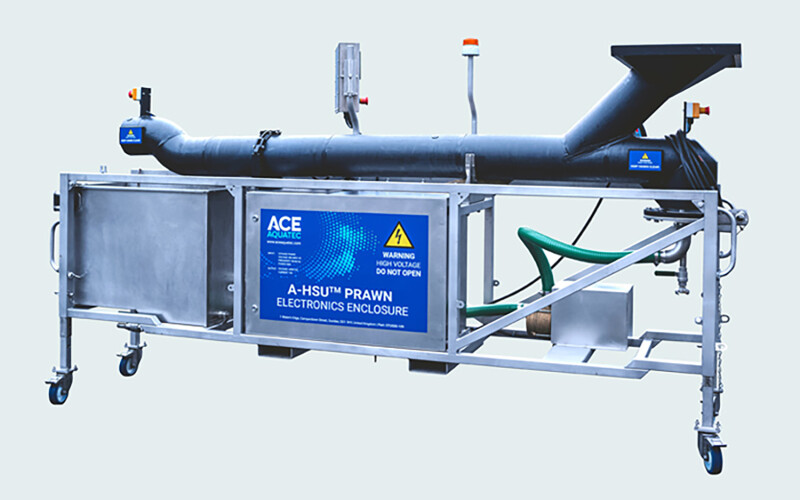 One of Ace Aquatec's shrimp-stunning machine