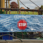 A sign protesting restrictions to bottom trawling
